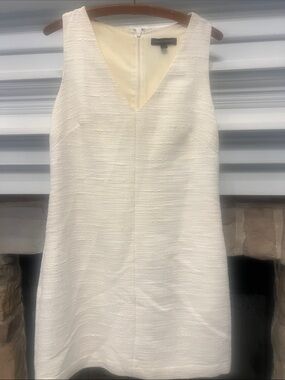 Banana Republic Cream Textured V-Neck Dress